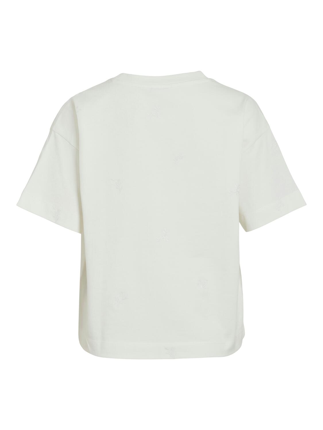 Vimonie Flower Emb t-shirt - Snow White